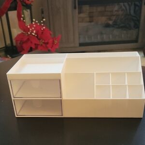 White Makeup Or Desk Organizer with Drawers